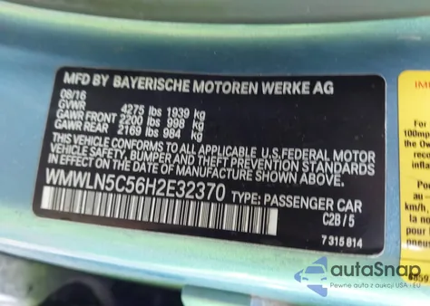 2017 Mini Clubman Cooper z USA, uszkodzony, nr VIN WMWLN5C56H2E32370